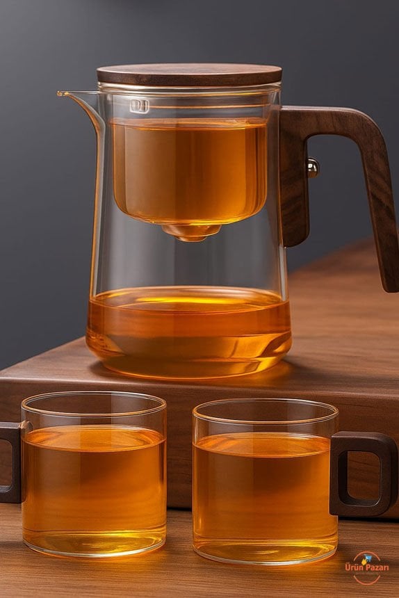 Miter Otomatik Cam Demlik 2 Bardak Hediye