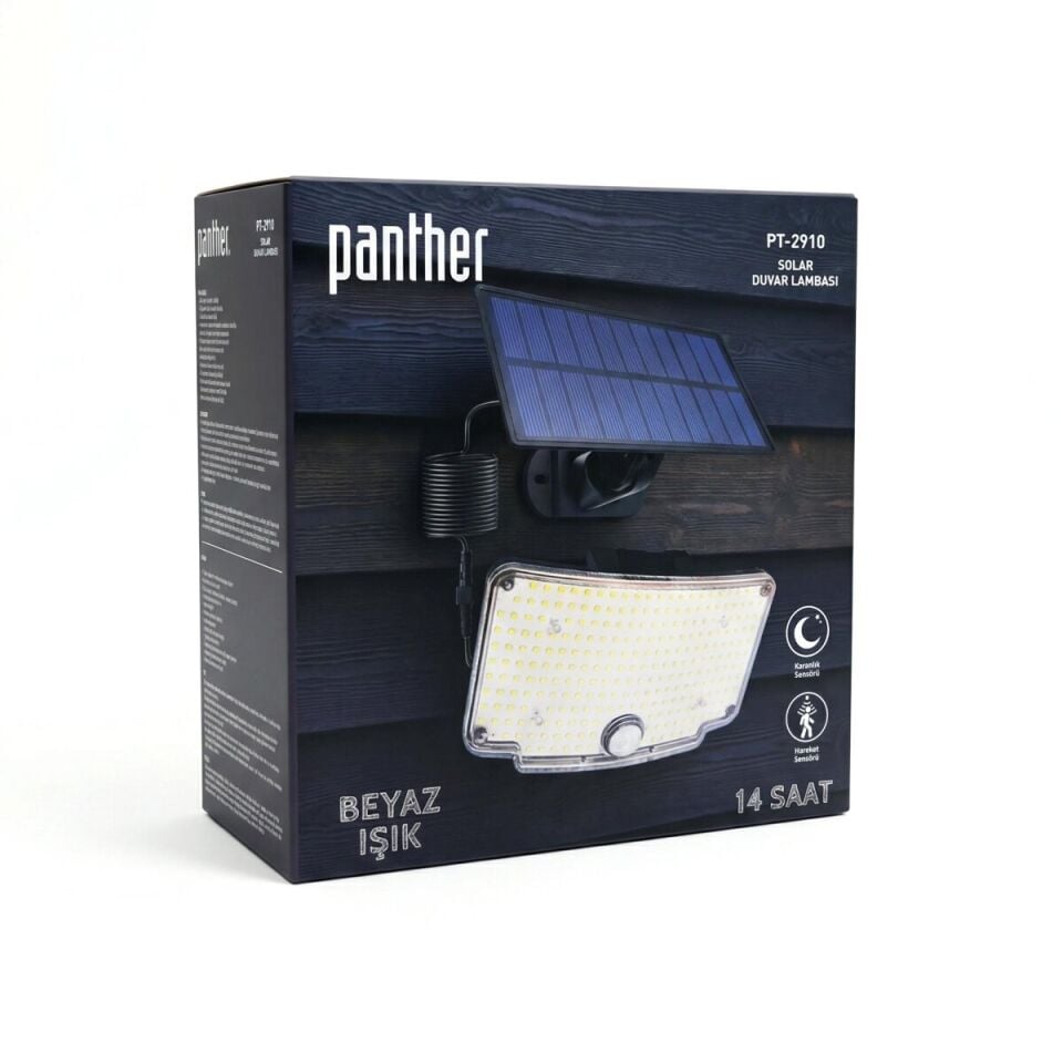Panther PT-2910 Solar Hareket Sensörlü LED Duvar Lambası