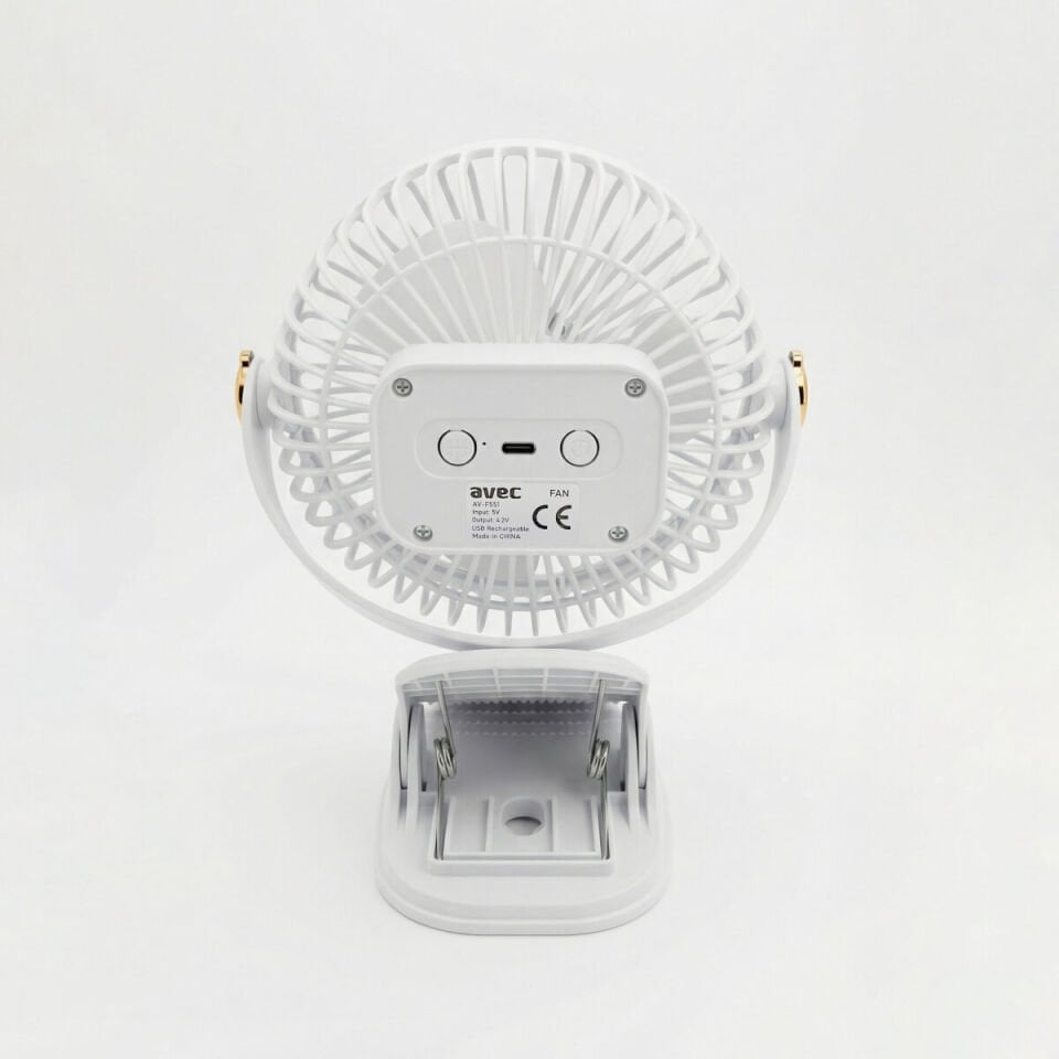 Avec AV-F551 Işıklı ve Klipsli USB Şarjlı Fan