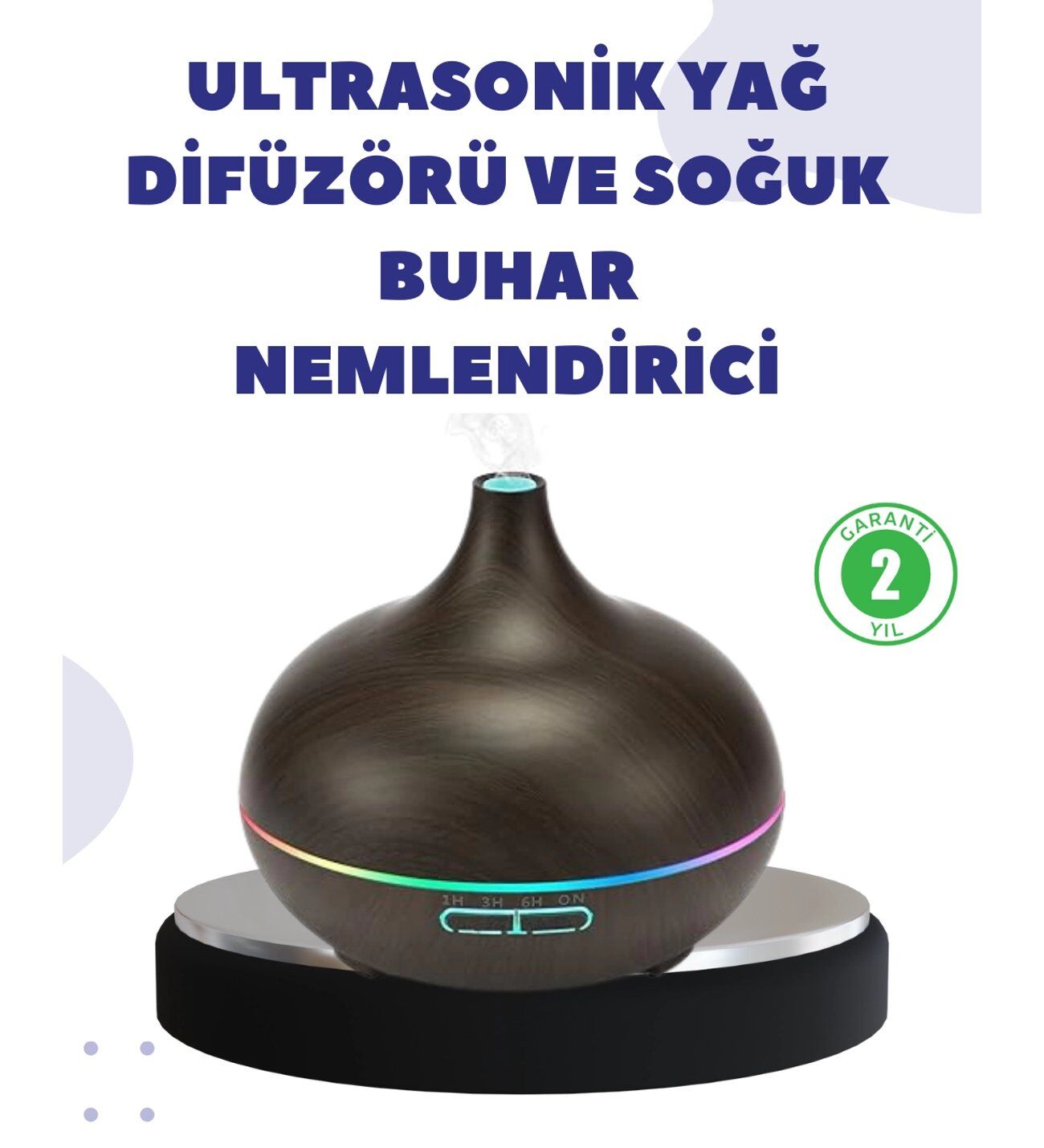 Uçucu Yağ Uyumlu Renkli LED Işıklı Nemlendirici