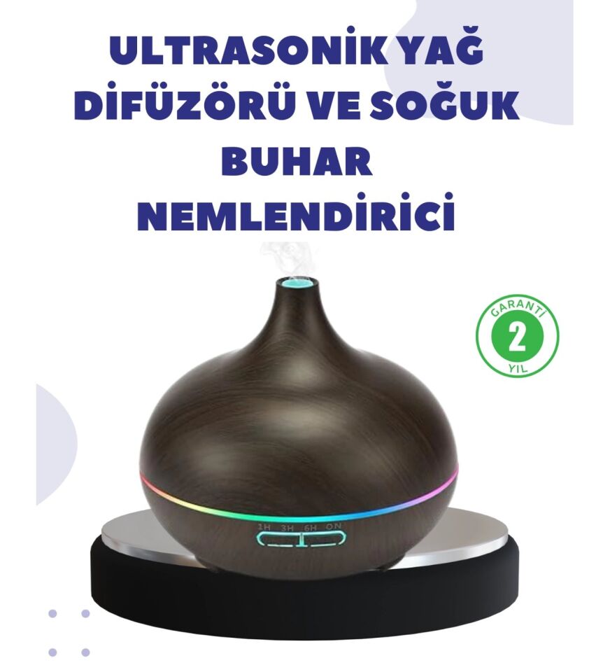 Uçucu Yağ Uyumlu Renkli LED Işıklı Nemlendirici