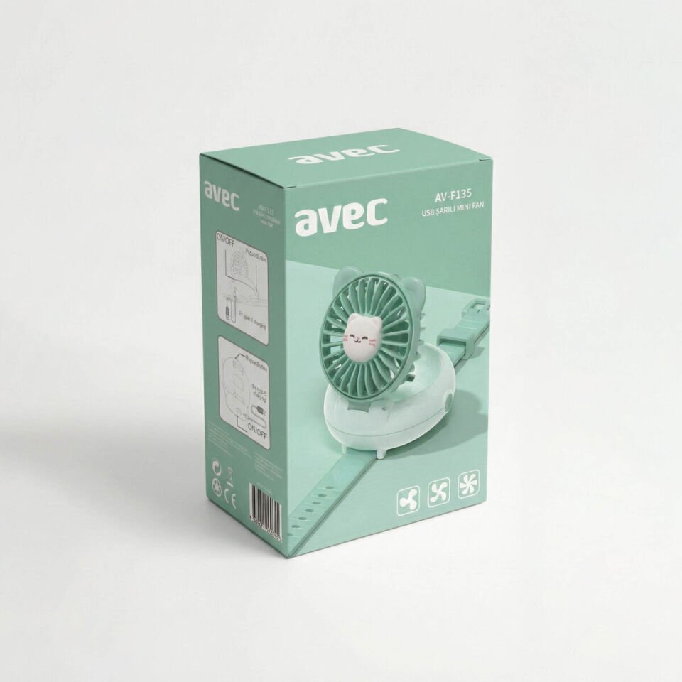 Avec AV-F135 Bileklik Tasarımlı USB Şarjlı Mini Fan