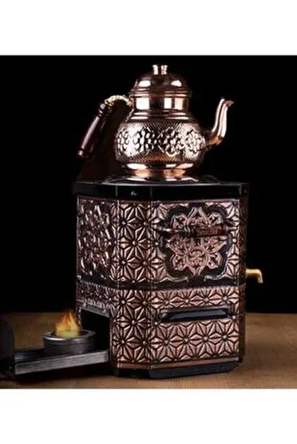 Nostaljik Jelli Çay semaveri-Bakır Kaplama Çaycı