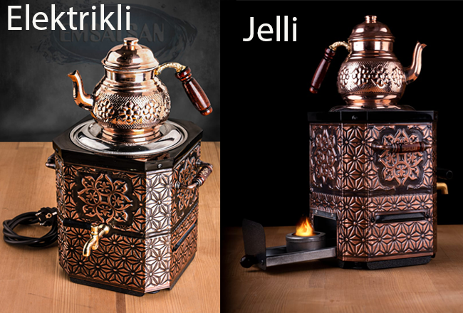 ELEKTRİKLİ NOSTALJİK ÇAY SEMAVERİ-BAKIR ÇAY SEMAVERİ +DEMLİK HEDİYE