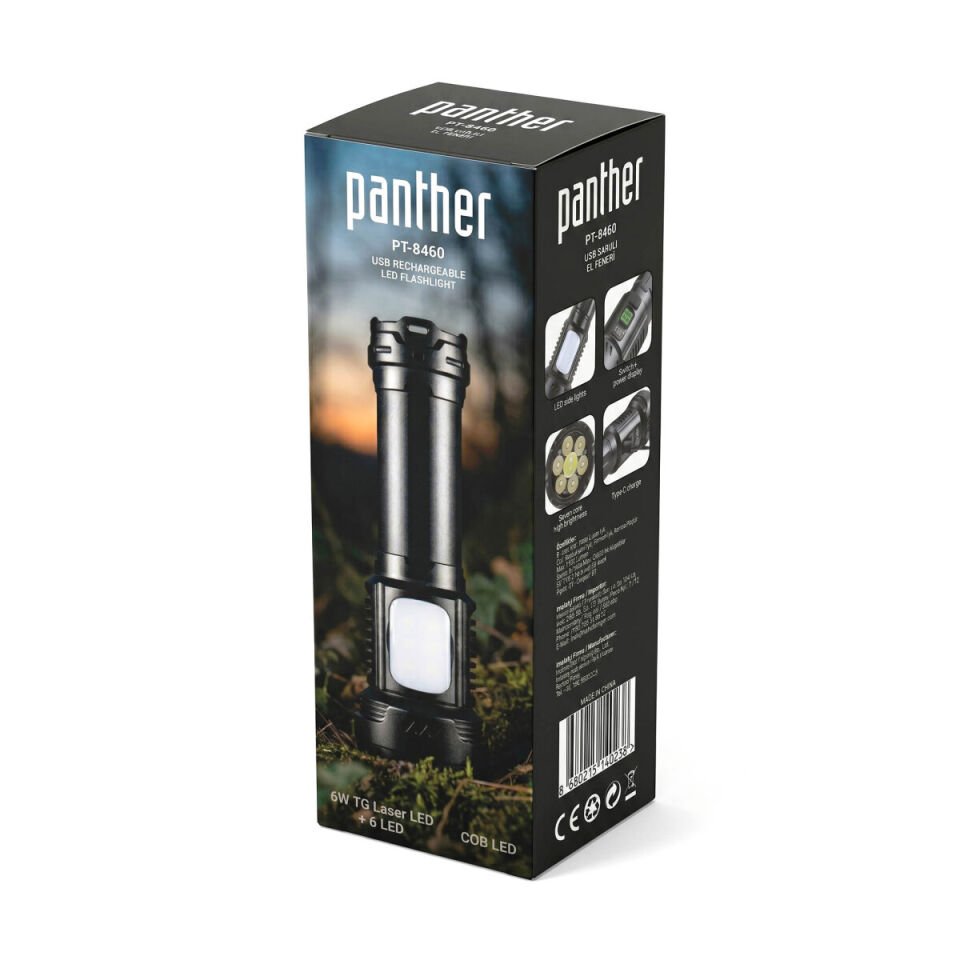 PANTHER PT-8460 USB ŞARJLI EL FENERİ