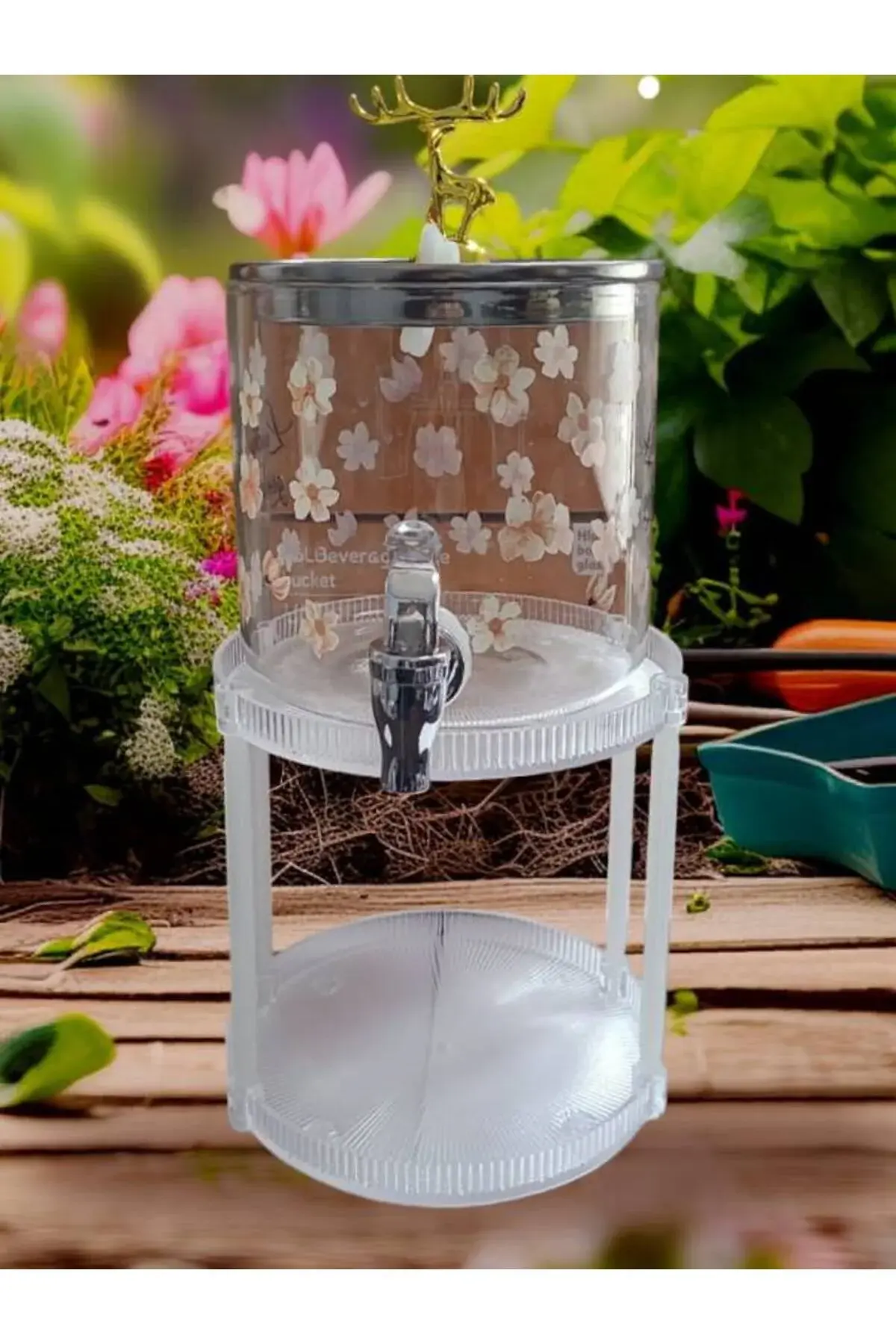 2,6lt Sebil Stantlı Şerbetlik Çiçekli Sarı