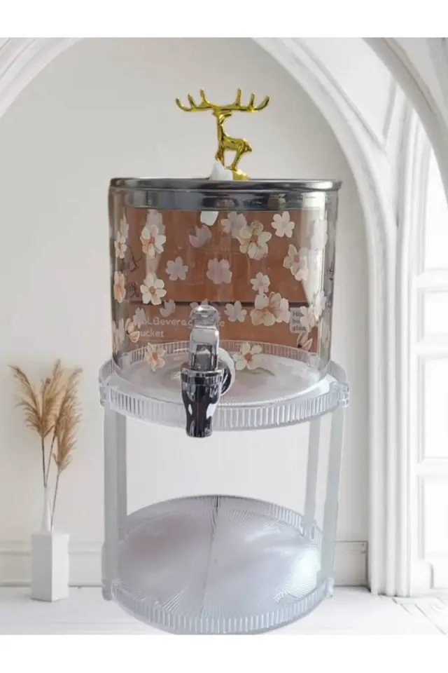 2,6lt Sebil Stantlı Şerbetlik Çiçekli Sarı