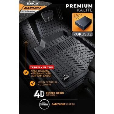 Premium Havuzlu Oto Paspas 4d (Siyah) 5Parça Set