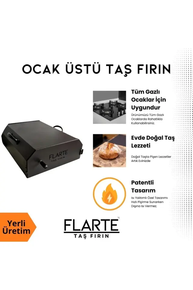Flarte Ocak Üstü Taş Fırın 30x30cm -Pizza Fırını