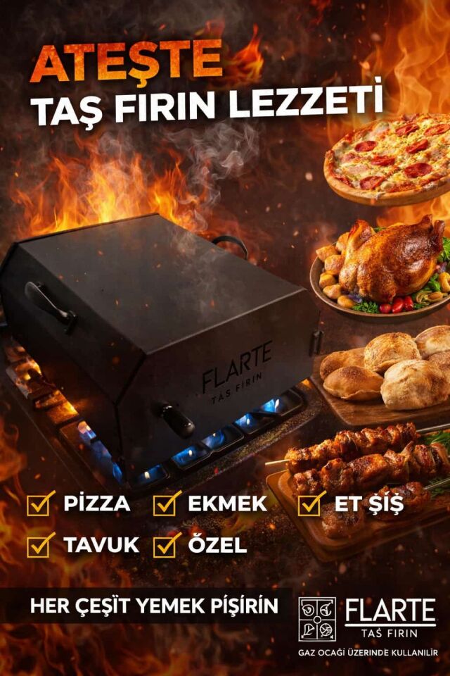 Flarte Ocak Üstü Taş Fırın 30x30cm -Pizza Fırını