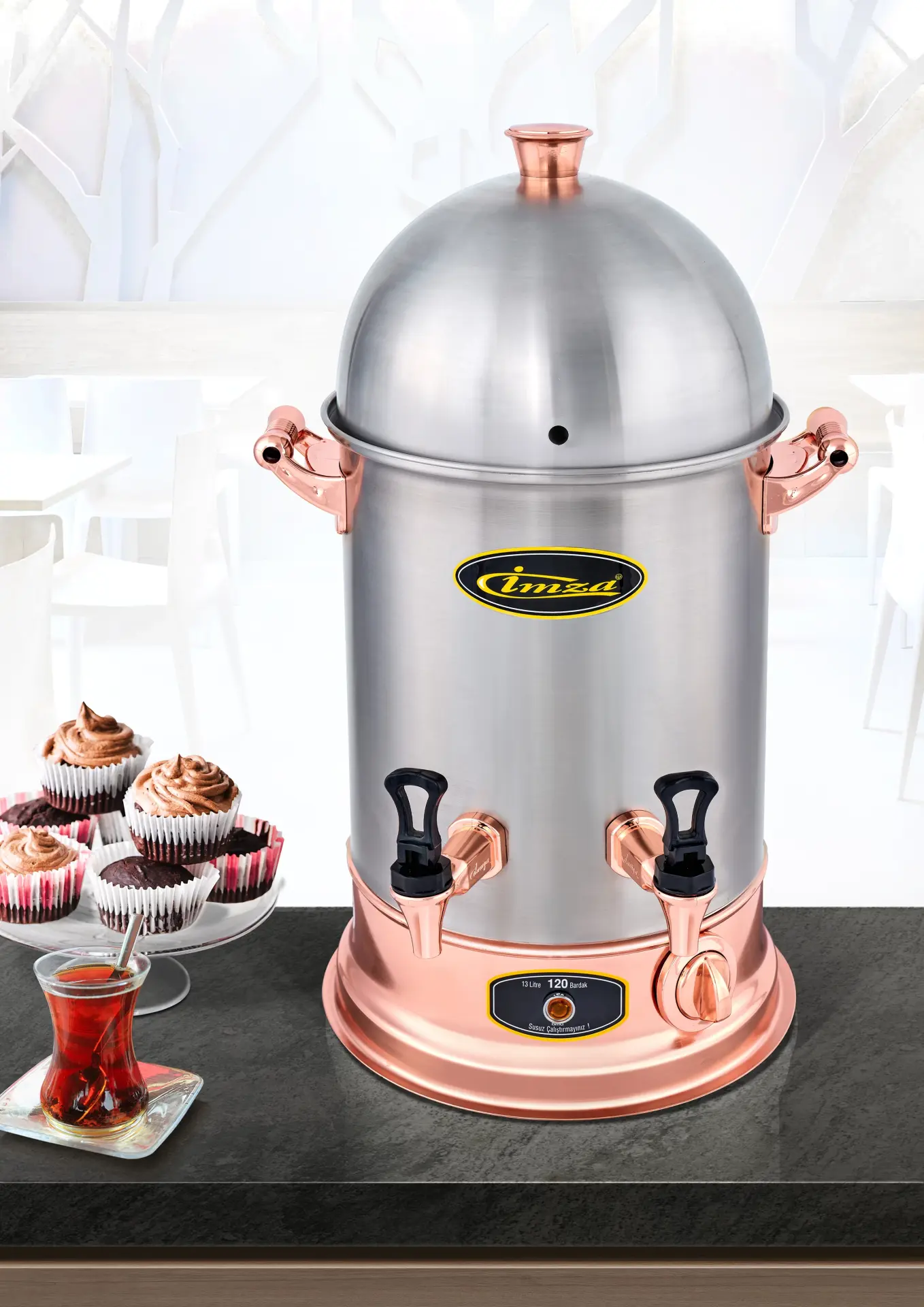İmza Lüks Bakır Sıcak Su 80 Bardak 8Lt