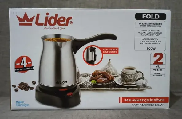 Lider Lk-321 Fold Elektrikli Çelik Cezve-Türk Kahvesi Makinesi
