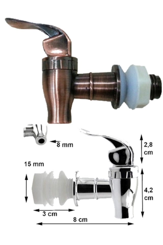 Cam Sebil ve Damacana Bakır Renkli Basmalı Yedek Musluğu 2Lİ Set-Bakır Renkli Yedek Musluk YENİ