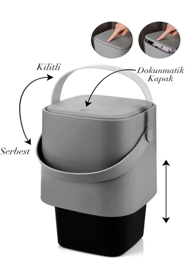 Tuffex 4 Litre Sihirli Çöp Kovası Antrasit