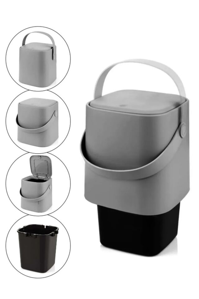 Tutma Saplı Sihirli Iç Kovalı Tezgah Üst Mutfak Çöp Kovası 4 Lt