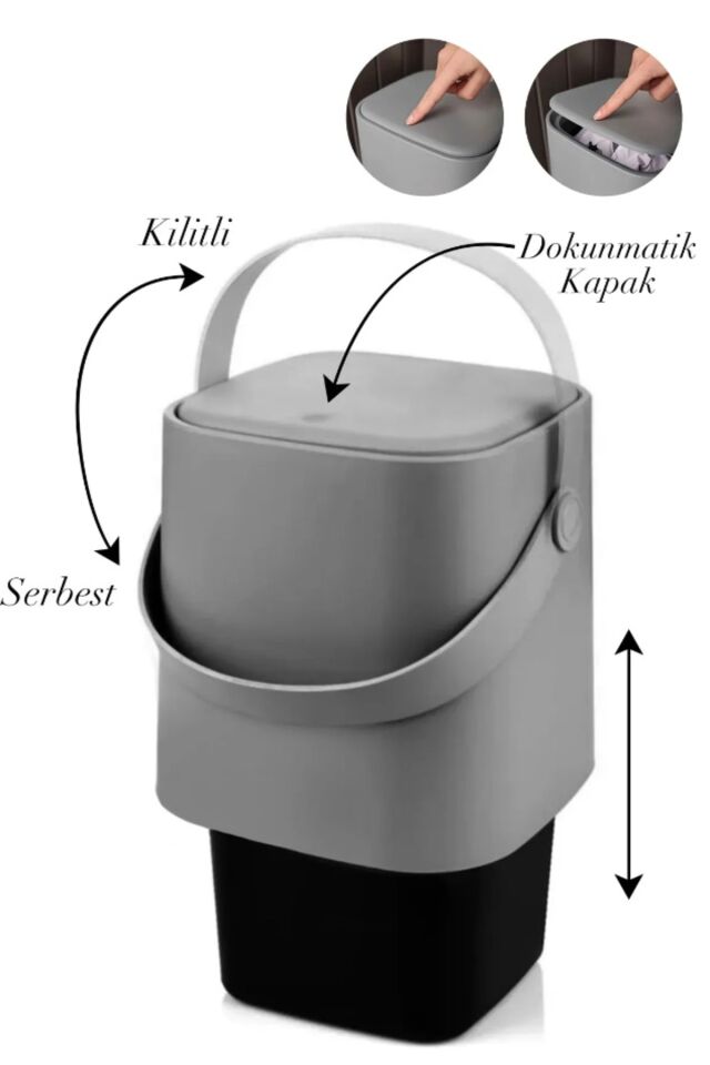 Tutma Saplı Sihirli Iç Kovalı Tezgah Üst Mutfak Çöp Kovası 4 Lt