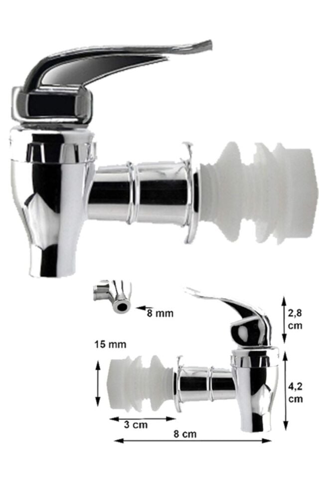 Cam Sebil Ve Damacana Gümüş/gri Basmalı Yedek Musluğu