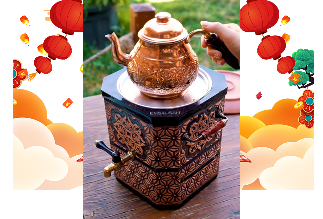 Nostaljik Jelli Çay Semaveri-Bakır Çay Semaveri-Demlik Hediye
