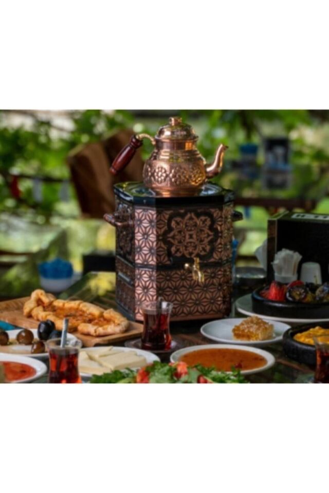 Nostaljik Jelli Çay Semaveri-Bakır Çay Semaveri-Demlikli