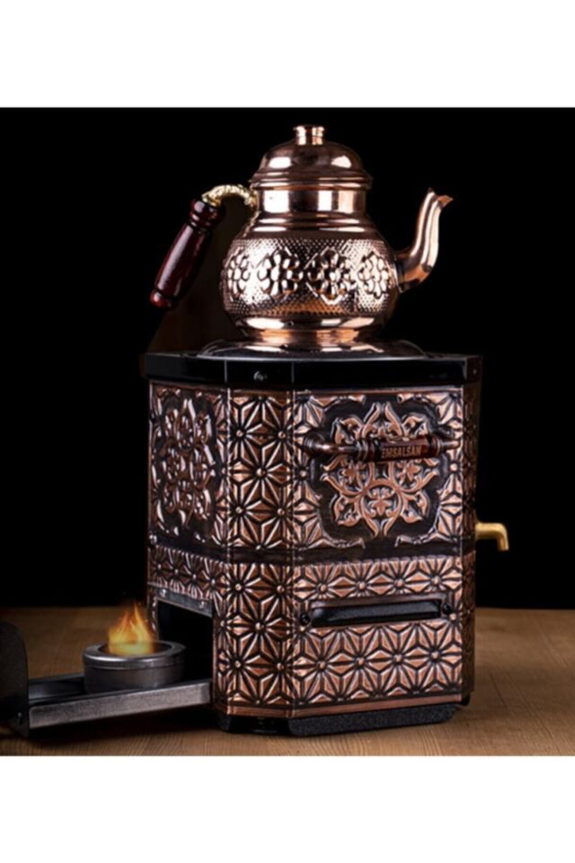 Nostaljik Jelli Çay Semaveri-Bakır Çay Semaveri-Demlikli