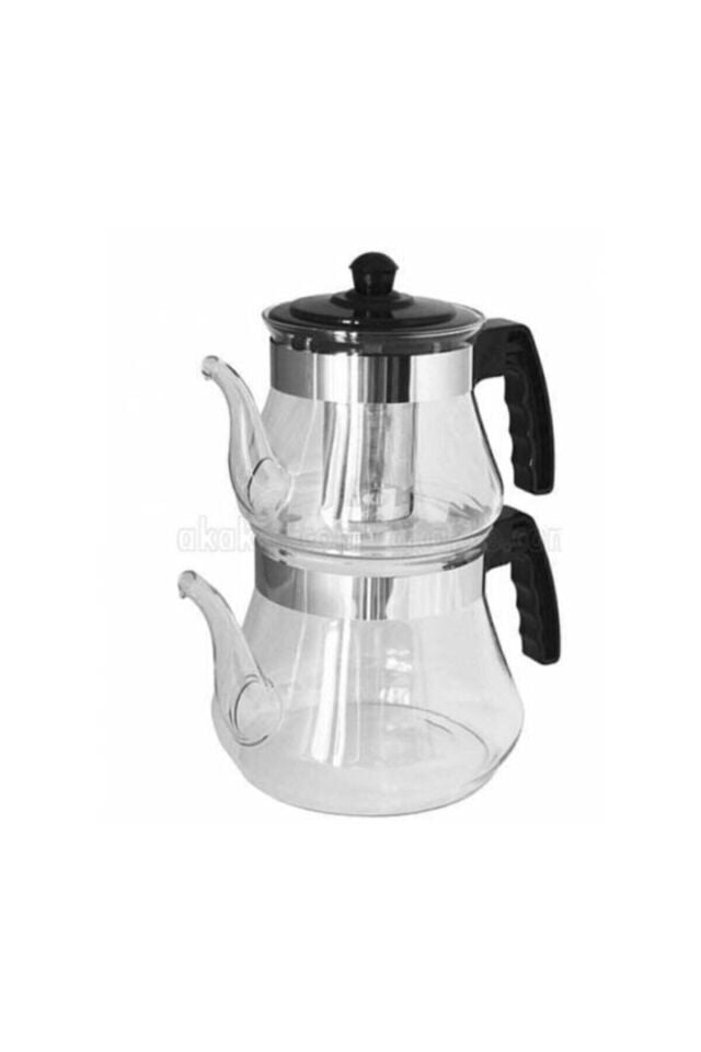 Ateşe Dayanıklı Brosilkat Süzgeçli Cam Çaydanlık