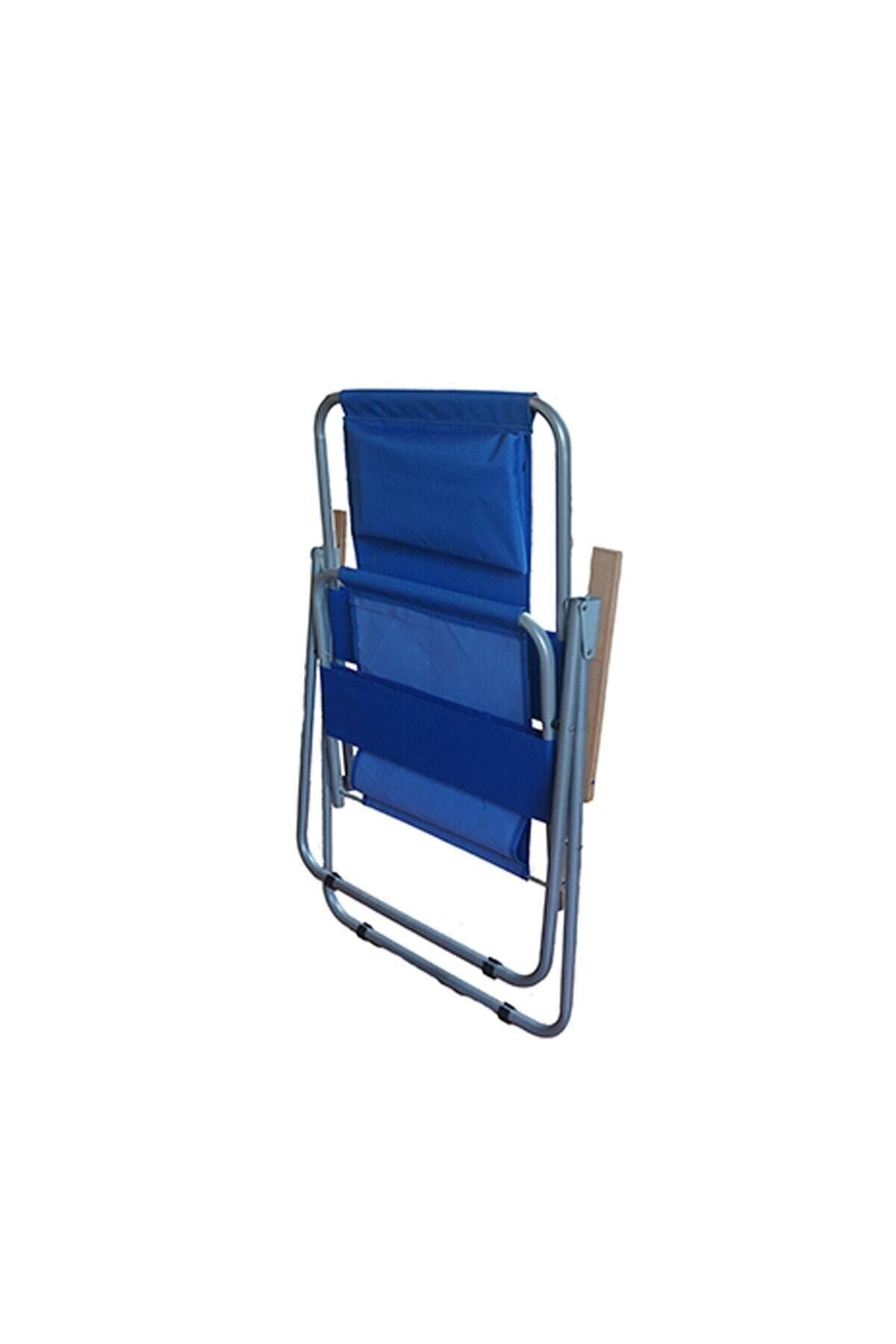 Up Dossa Katlanabilir Ağaç Kollu Kamp Bahçe Ve Piknik Sandelyesi Mavi