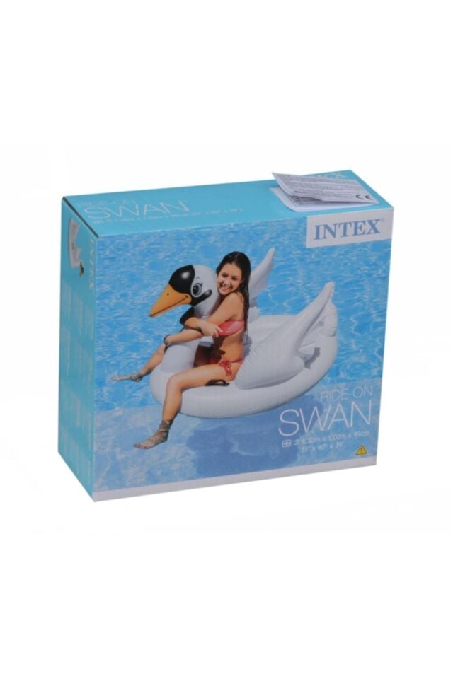 Beyaz Kuğu Binici Tutmaçlı Ada Havuz Deniz Yatağı 130x102x99cm-57557