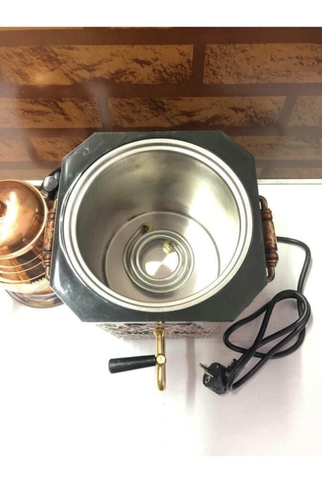 Elektrikli Nostaljik Çay Semaveri Bakır Demlik Hediye