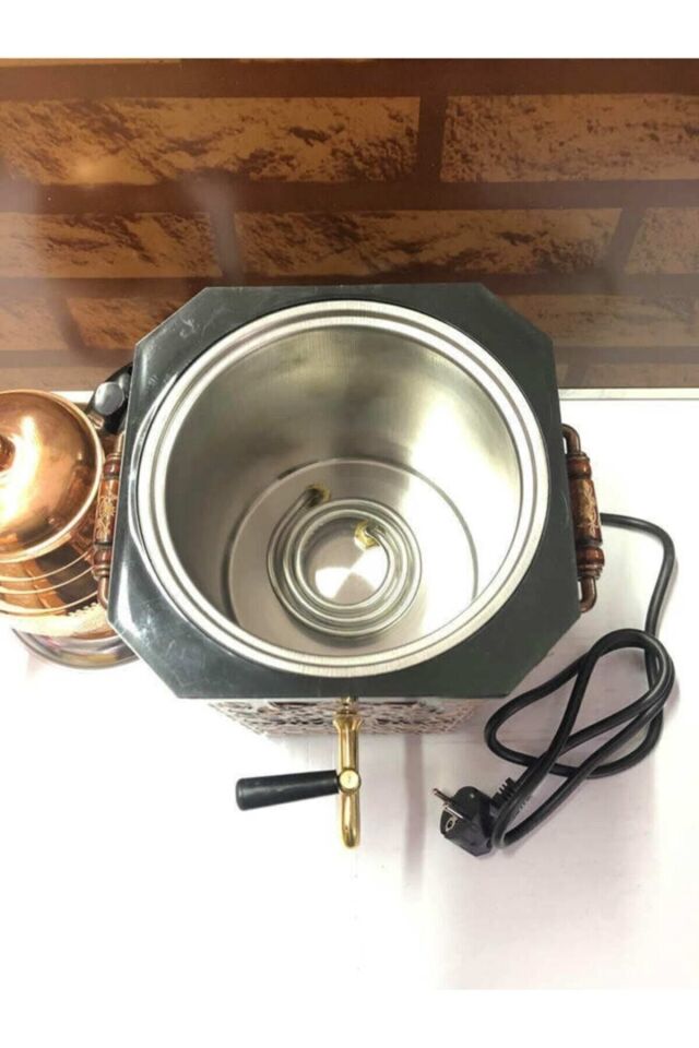 Emsalsan Elektrikli Nostaljik Çay Semaveri Bakır Demlik Hediye
