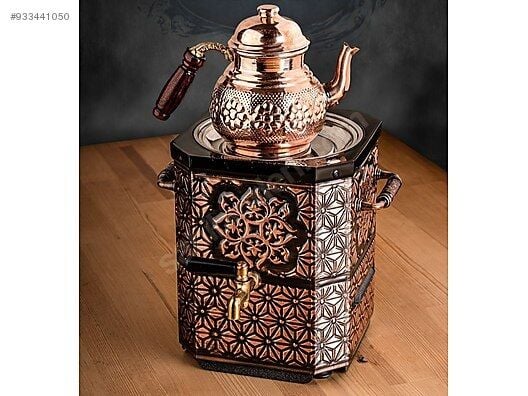 Elektrikli Nostaljik Çay Semaveri Bakır Demlik Hediye