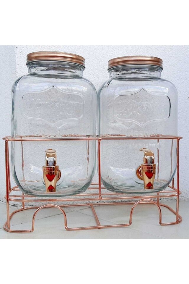 Acar Ikili Cam Damacana, Şerbetlik, Yağdanlık Su Sebili 4+4lt