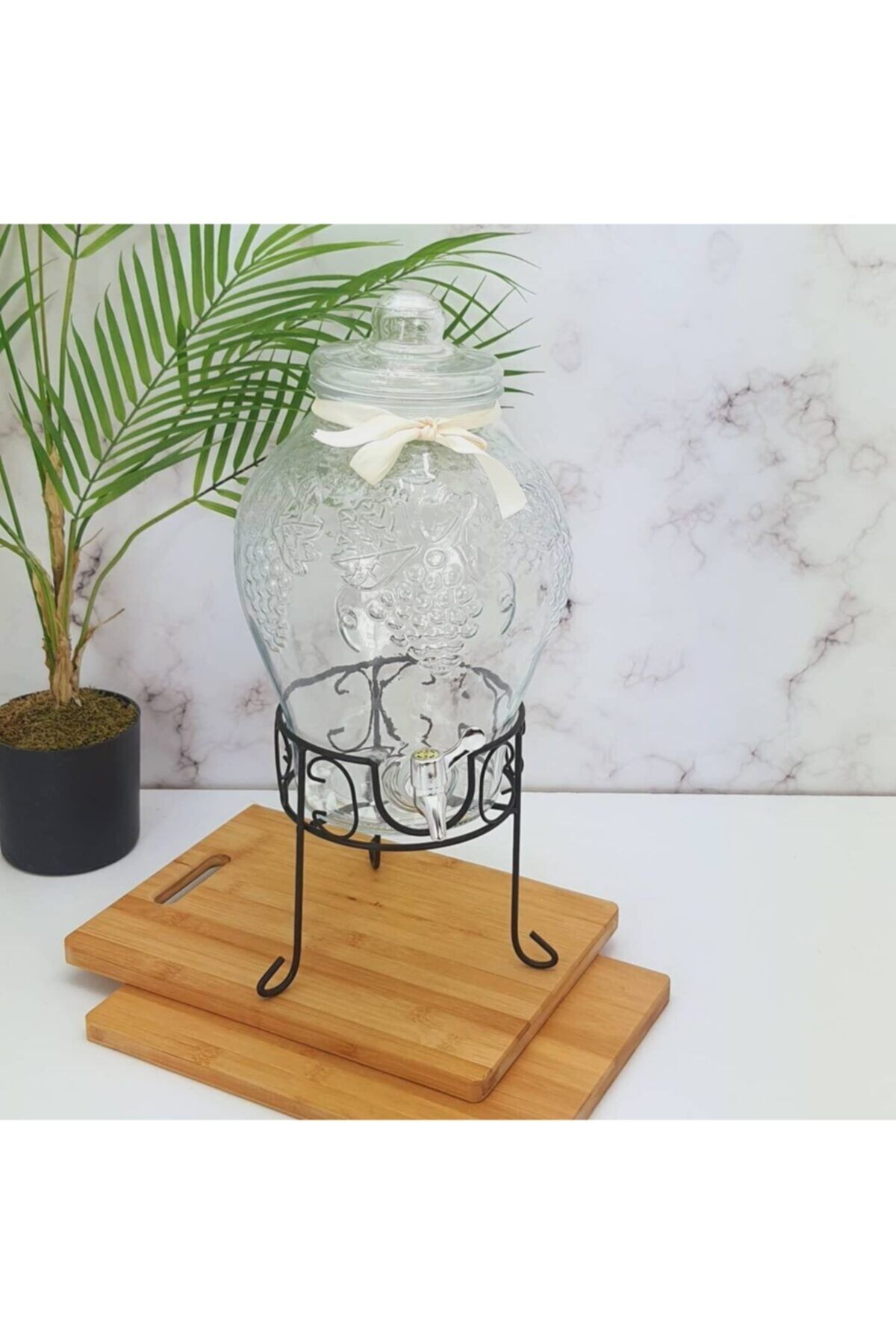 Ferforje Standlı Cam Damacana Mevlid,parti Şerbetlik Yağdanlık Ve Su Sebili 6 lt.