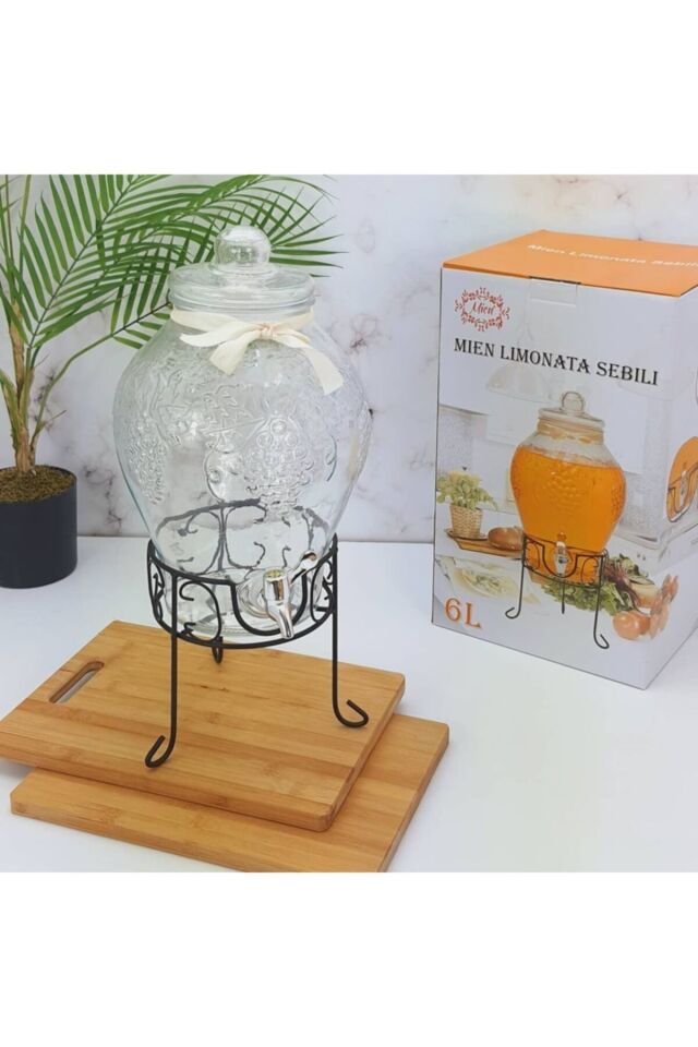 Ferforje Standlı Cam Damacana Mevlid,parti Şerbetlik Yağdanlık Ve Su Sebili 6 lt.