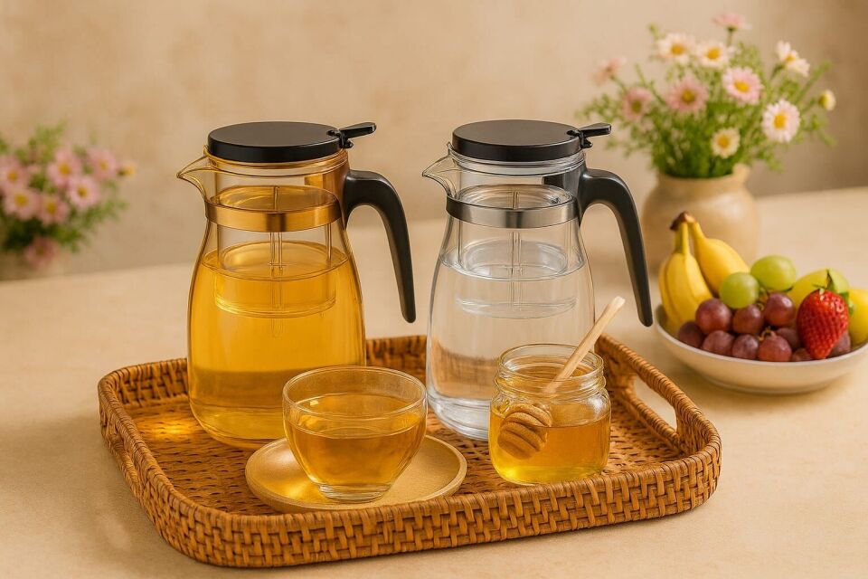 Miter Otomatik Basmalı Demlik 900 ML Şeffaf