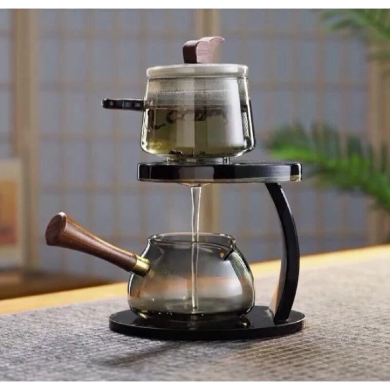 Miter Lüks Akasya Standlı Cam Çaydanlık