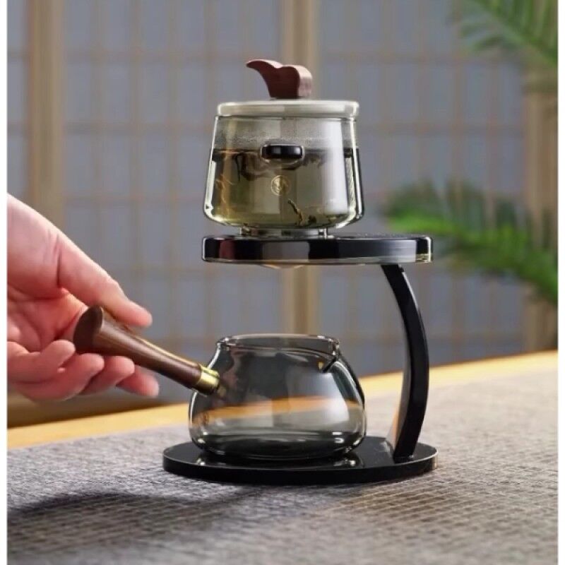 Miter Lüks Akasya Standlı Cam Çaydanlık