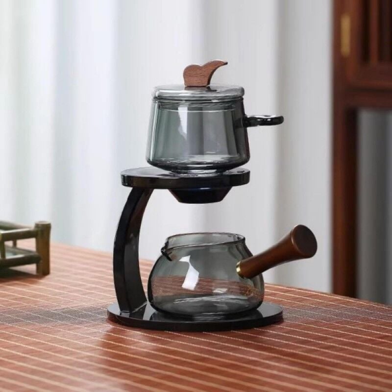 Miter Lüks Akasya Standlı Cam Çaydanlık