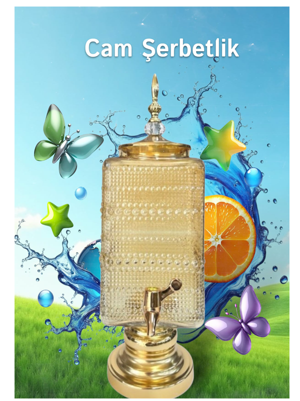 Çifçiler Cam Sebil Şerbetlik-Cam Damacana 3t