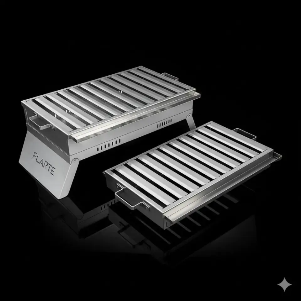 FLARTE KATLANIR MANGAL YAĞ OLUKLU PASLANMAZ 25X50CM