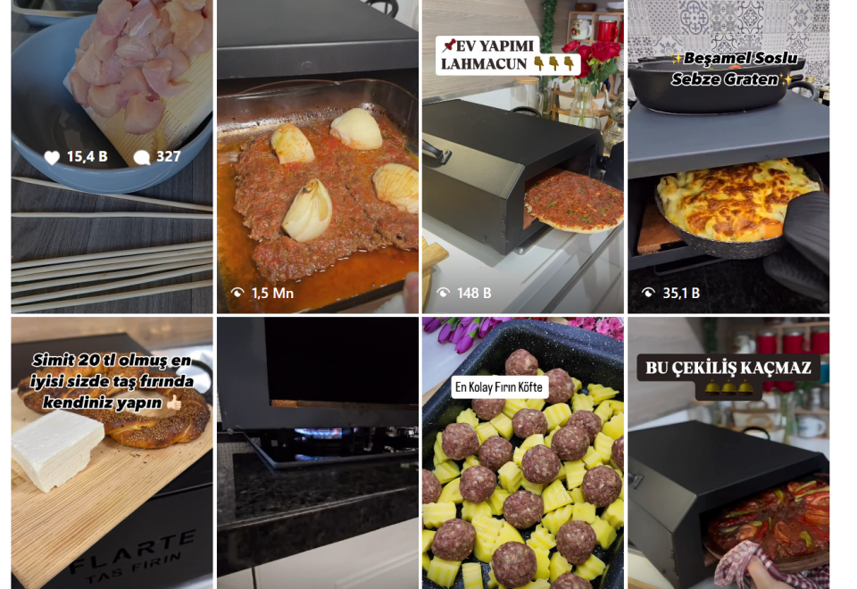 Flarte Ocak Üstü Taş Fırın Camlı Pro Model