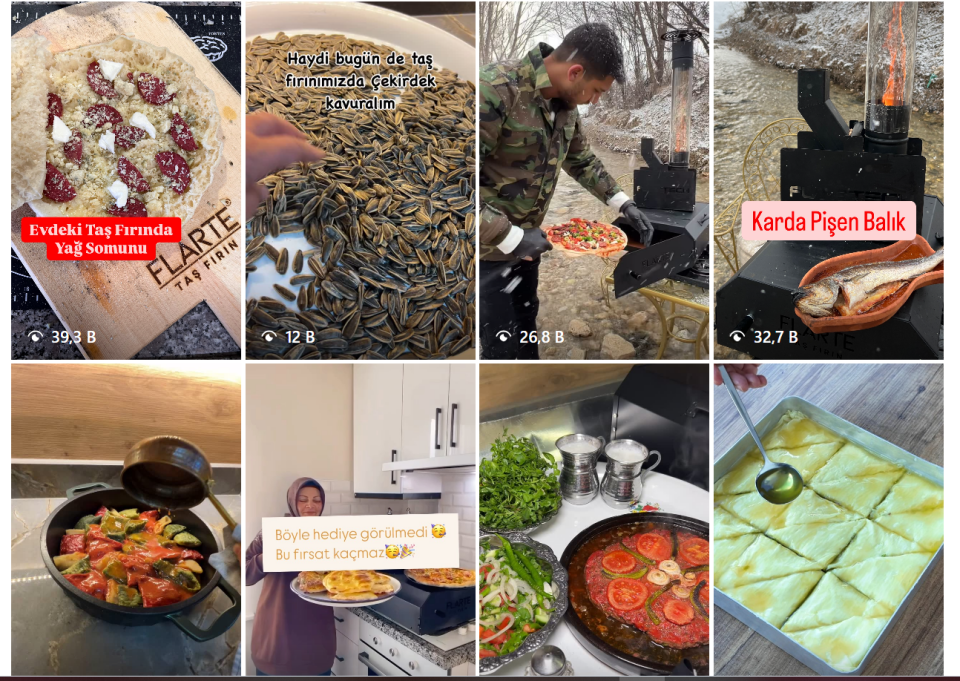 Flarte Ocak Üstü Taş Fırın Camlı Pro Model