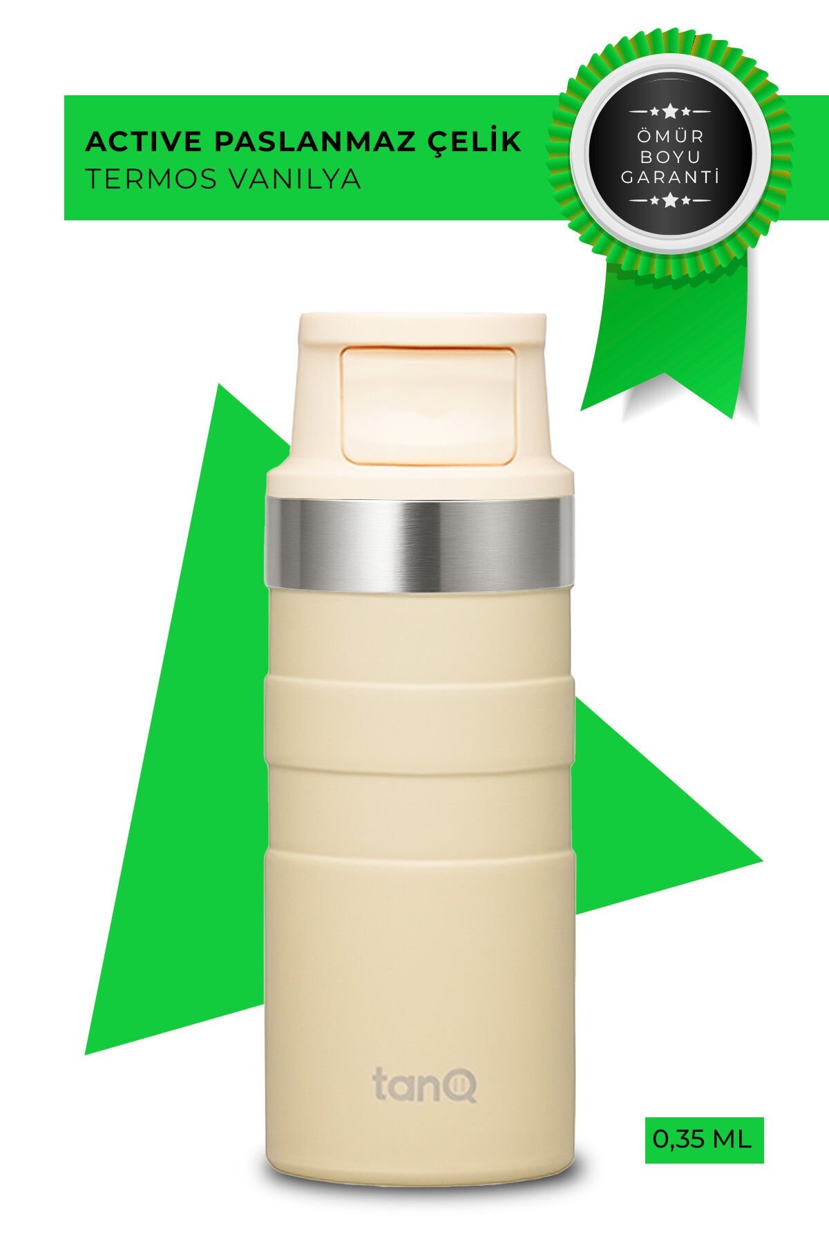 Tanq Ömür Boyu Garantili Active Paslanmaz Çelik Termos Vanilla 350 ML