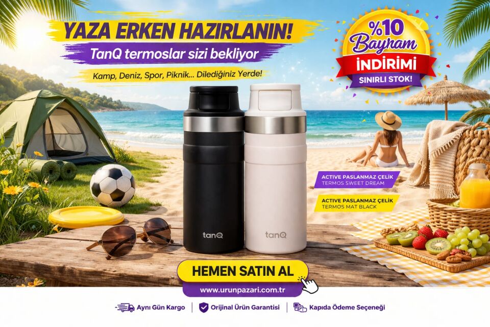 TanQ Ömür Boyu Garantili Active Paslanmaz Çelik Termos Midnight Black 350 ML
