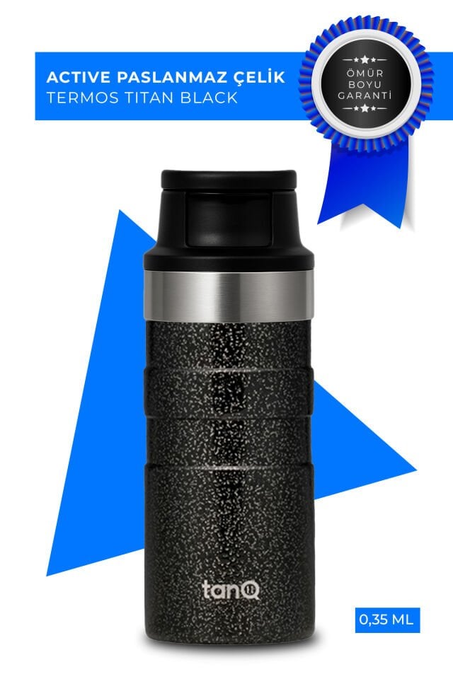 TanQ Ömür Boyu Garantili Active Paslanmaz Çelik Termos Titan Black 350 ML