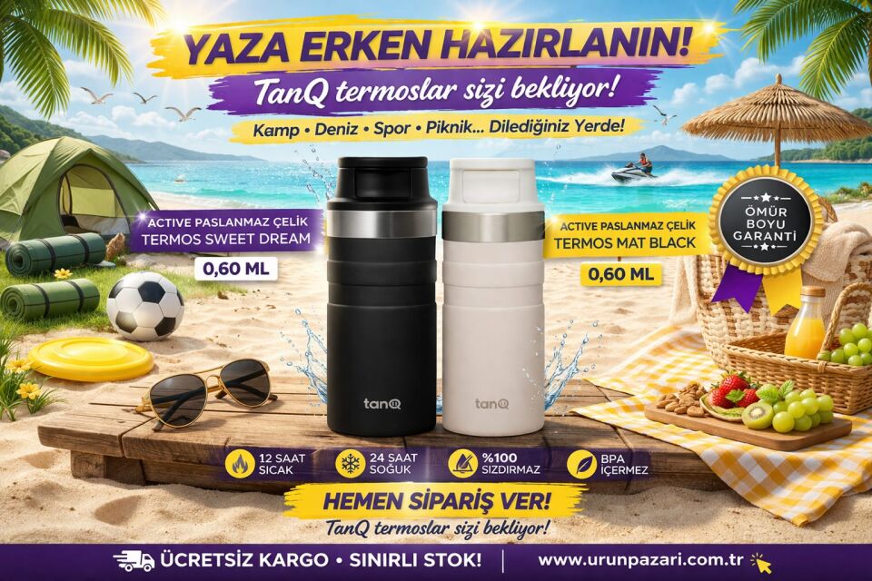 TanQ Ömür Boyu Garantili Active Paslanmaz Çelik Termos Titan Black 350 ML