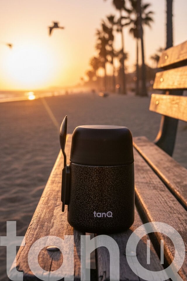 TanQ Ömür Boyu Garantili Bento Çelik Yemek Termosu Titan Black 500 ML