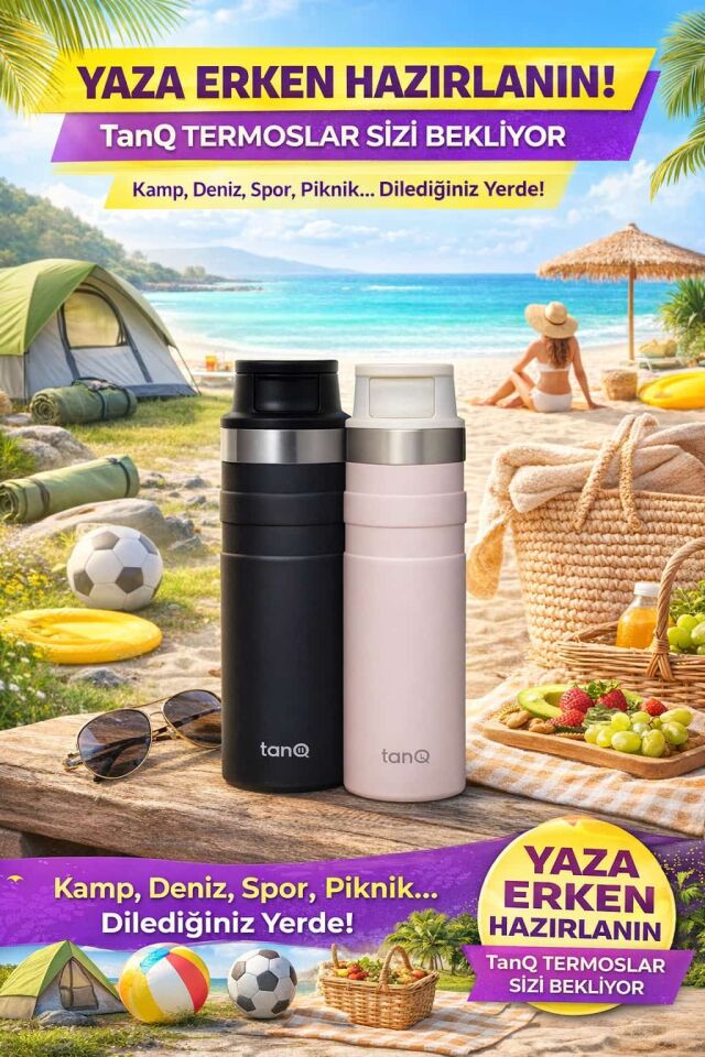 TanQ Ömür Boyu Garantili Bento Çelik Yemek Termosu Titan Black 500 ML