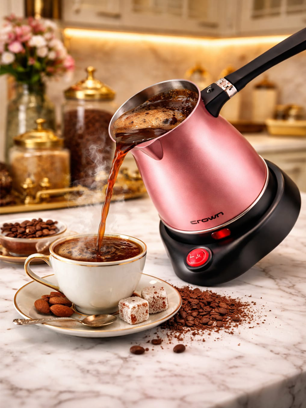 Crown Cr-7101 Renkli Çelik Cezve-Crown Renkli Türk Kahve Makinesi