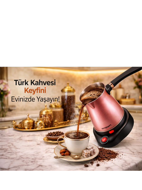 Crown Cr-7101 Renkli Çelik Cezve-Crown Renkli Türk Kahve Makinesi