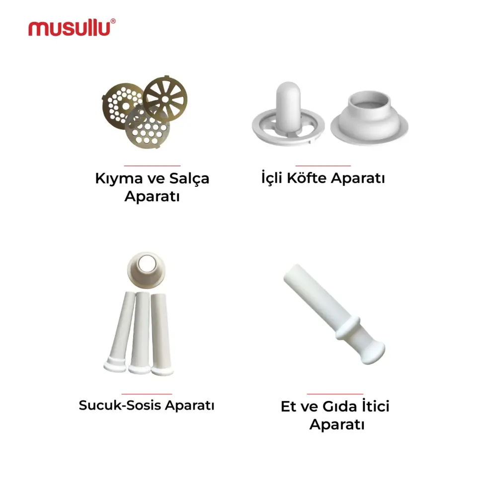 Musullu 1300W Et Kıyma, İçli Köfte, Salça, Sosis, Sucuk Makinesi, Rende